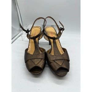 9 M Gianni Bini Gold Metallic Strap Sandal High Heel Open Toe Platform Sling